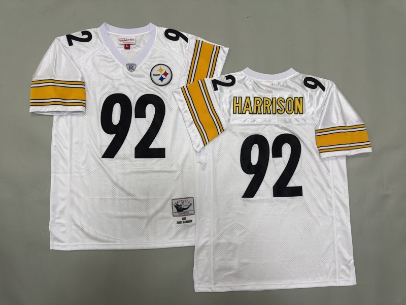 Men 2025 Pittsburgh Steelers #92 Harrison white Throwback Limited NFL Jersey style 001
